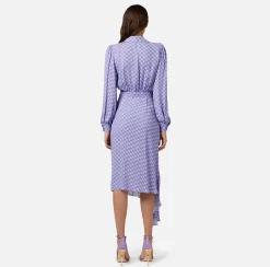 Elisabetta Franchi Abito Chemisier Asimmetrico In Georgette Con Stampa Logo^ Abiti