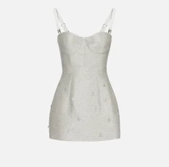 Elisabetta Franchi Abito In Tweed Lurex Con Lettering Di Strass^ Abiti