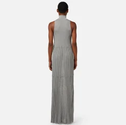 Elisabetta Franchi Abito Lungo In Viscosa Lucida A Coste Con Scollo All'Americana^ Abiti