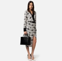 Elisabetta Franchi Abito Midi A Portafoglio In Georgette Di Viscosa Stampata^ Abiti