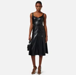 Elisabetta Franchi Abito Midi Effetto Pelle Con Tagli Bustier^ Abiti