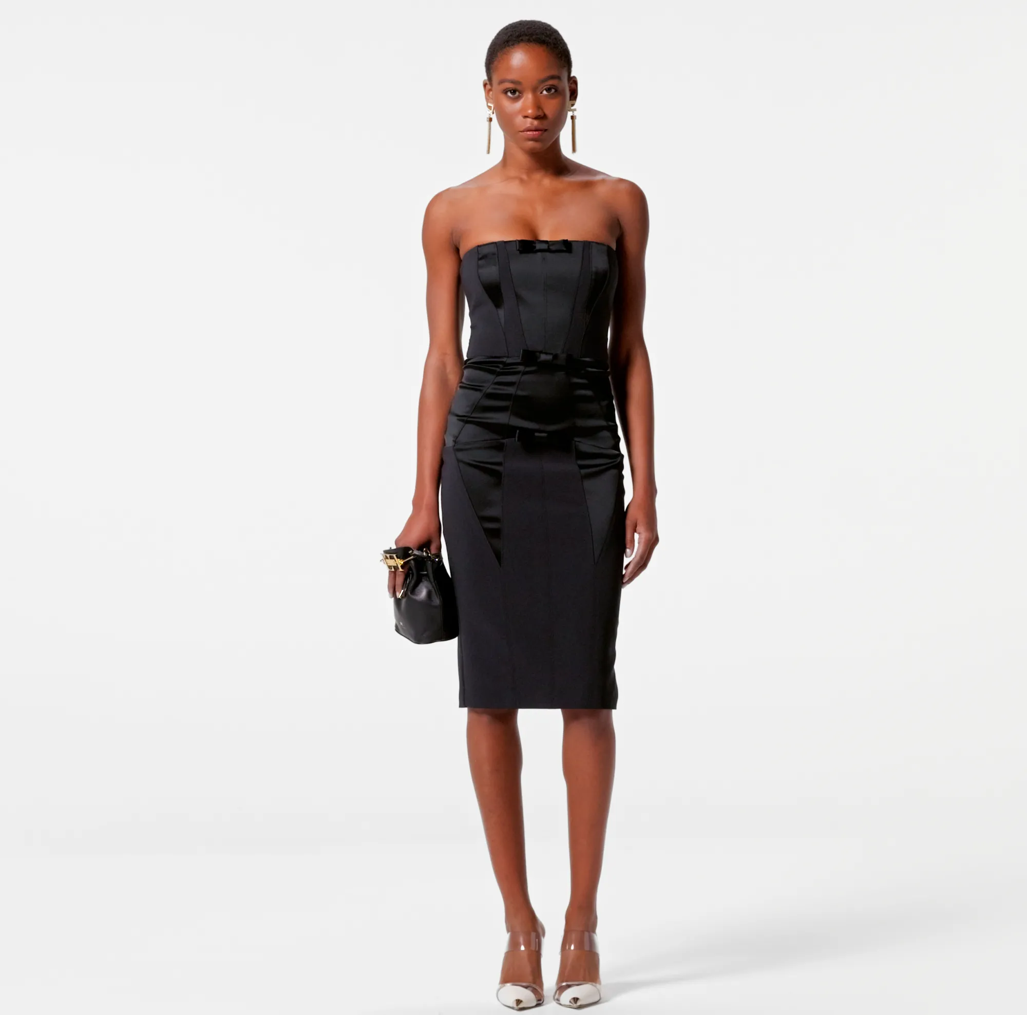 Elisabetta Franchi Abito Midi In Crepe Con Fiocchi In Raso^ Abiti