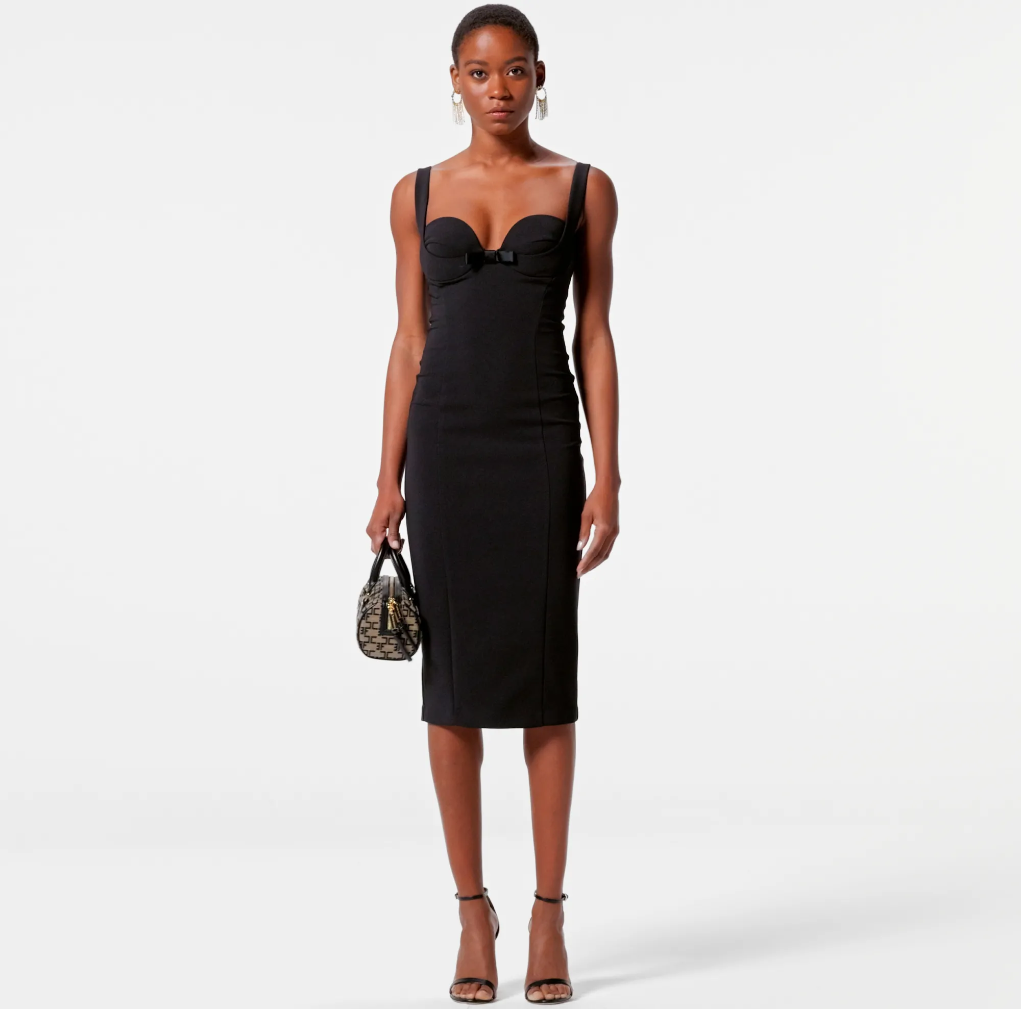 Elisabetta Franchi Abito Midi In Crepe Con Fiocchi^ Abiti