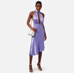 Elisabetta Franchi Abito Midi In Raso Con Gonna Asimmetrica^ Abiti