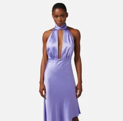 Elisabetta Franchi Abito Midi In Raso Con Gonna Asimmetrica^ Abiti