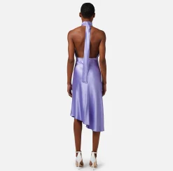 Elisabetta Franchi Abito Midi In Raso Con Gonna Asimmetrica^ Abiti