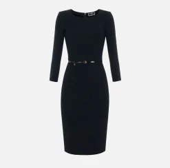 Elisabetta Franchi Abito Midi In Tessuto Tecnico Con Cintura^ Abiti