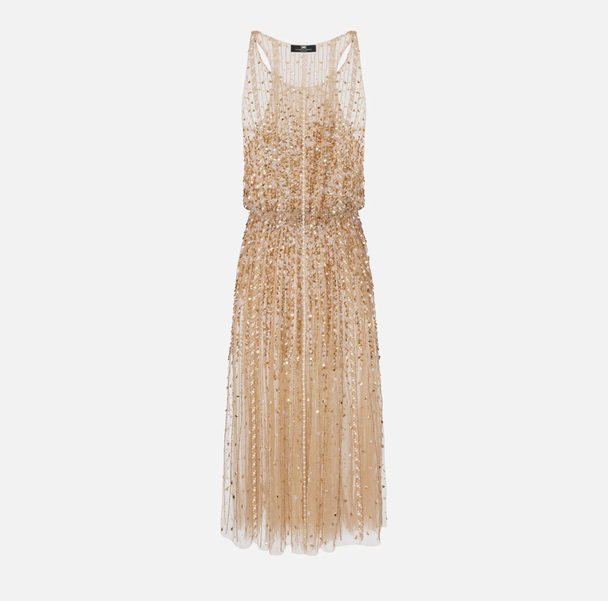 Elisabetta Franchi Abito Midi In Tulle Ricamato^ Abiti