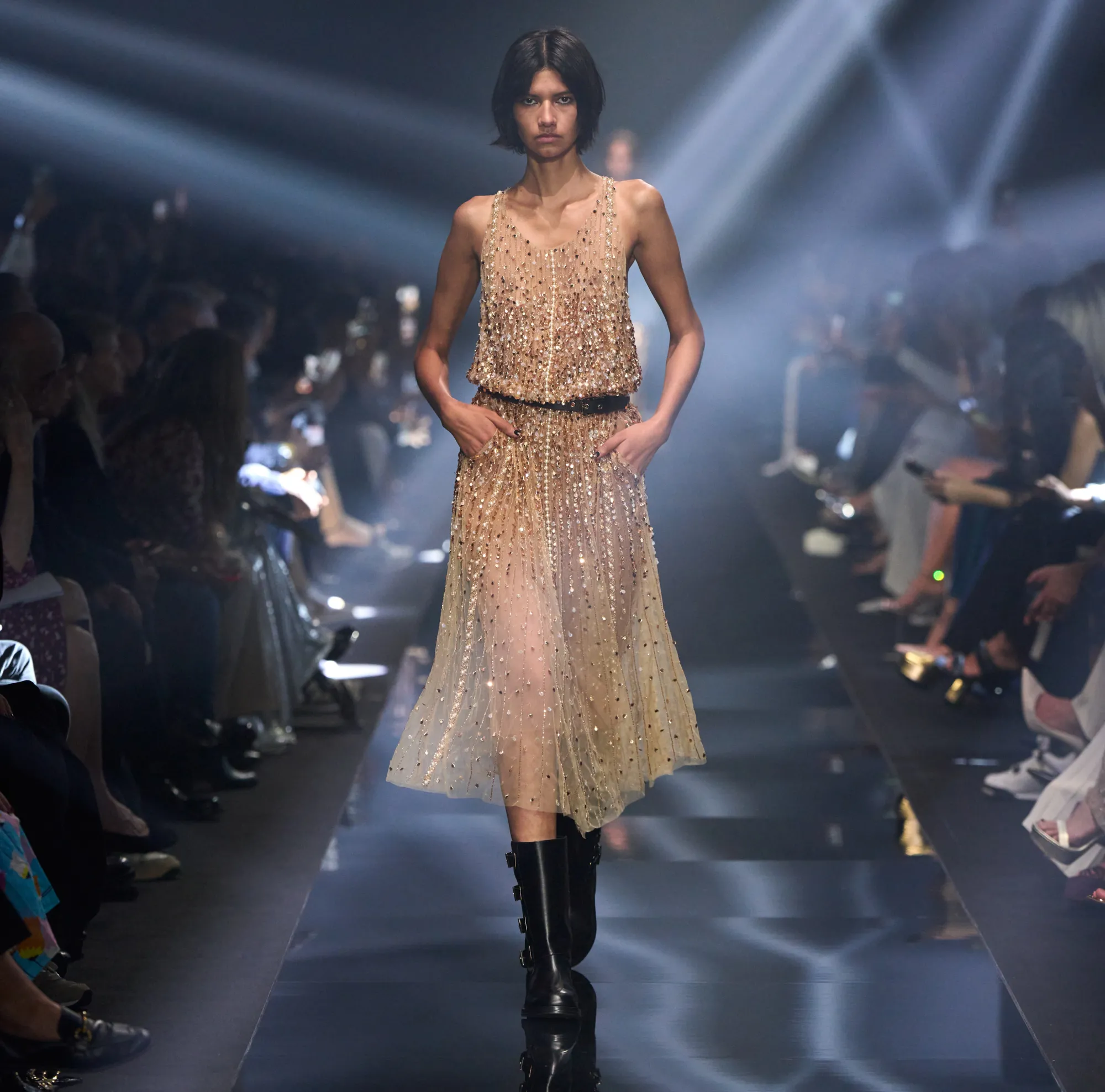 Elisabetta Franchi Abito Midi In Tulle Ricamato^ Abiti