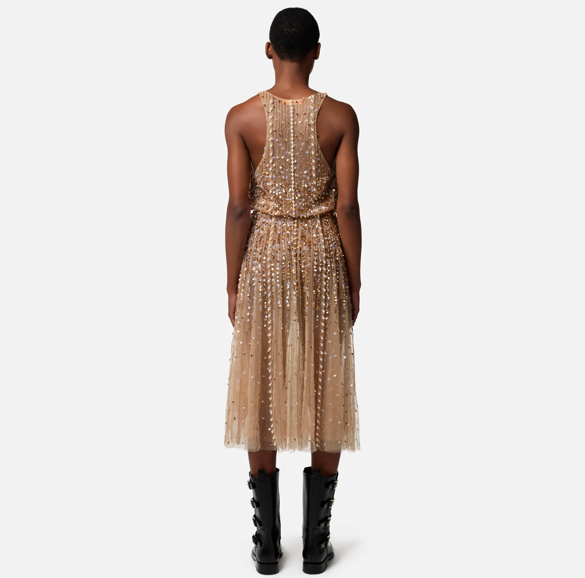 Elisabetta Franchi Abito Midi In Tulle Ricamato^ Abiti