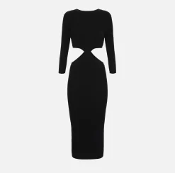 Elisabetta Franchi Abito Midi In Viscosa A Costine Con Cut-Out^ Abiti
