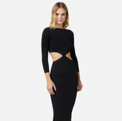 Elisabetta Franchi Abito Midi In Viscosa A Costine Con Cut-Out^ Abiti
