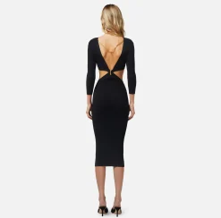 Elisabetta Franchi Abito Midi In Viscosa A Costine Con Cut-Out^ Abiti