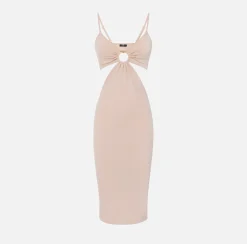 Elisabetta Franchi Abito Midi In Viscosa Con Anello^ Abiti