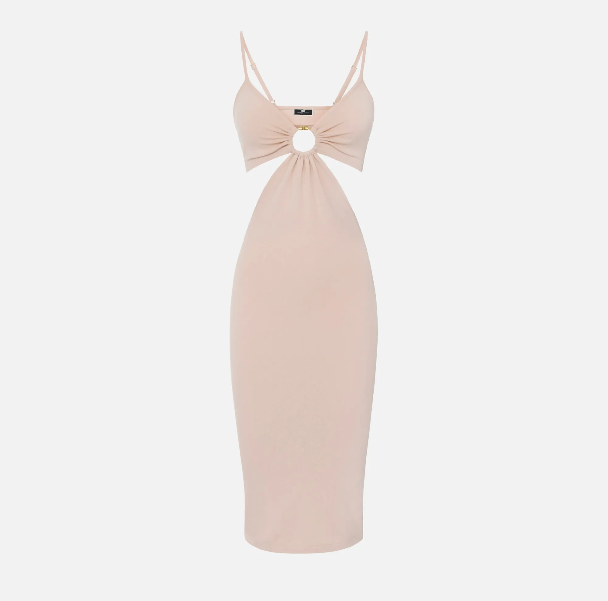 Elisabetta Franchi Abito Midi In Viscosa Con Anello^ Abiti