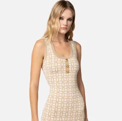 Elisabetta Franchi Abito Midi In Viscosa Jacquard Con Bottoni^ Abiti