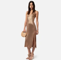Elisabetta Franchi Abito Midi In Viscosa Laminata Con Charms^ Abiti