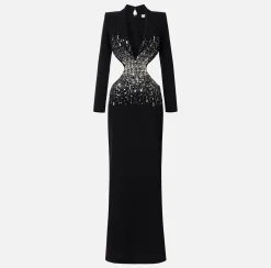 Elisabetta Franchi Abito Red Carpet In Crepe Con Cut Out E Ricamo^ Abiti