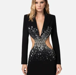 Elisabetta Franchi Abito Red Carpet In Crepe Con Cut Out E Ricamo^ Abiti
