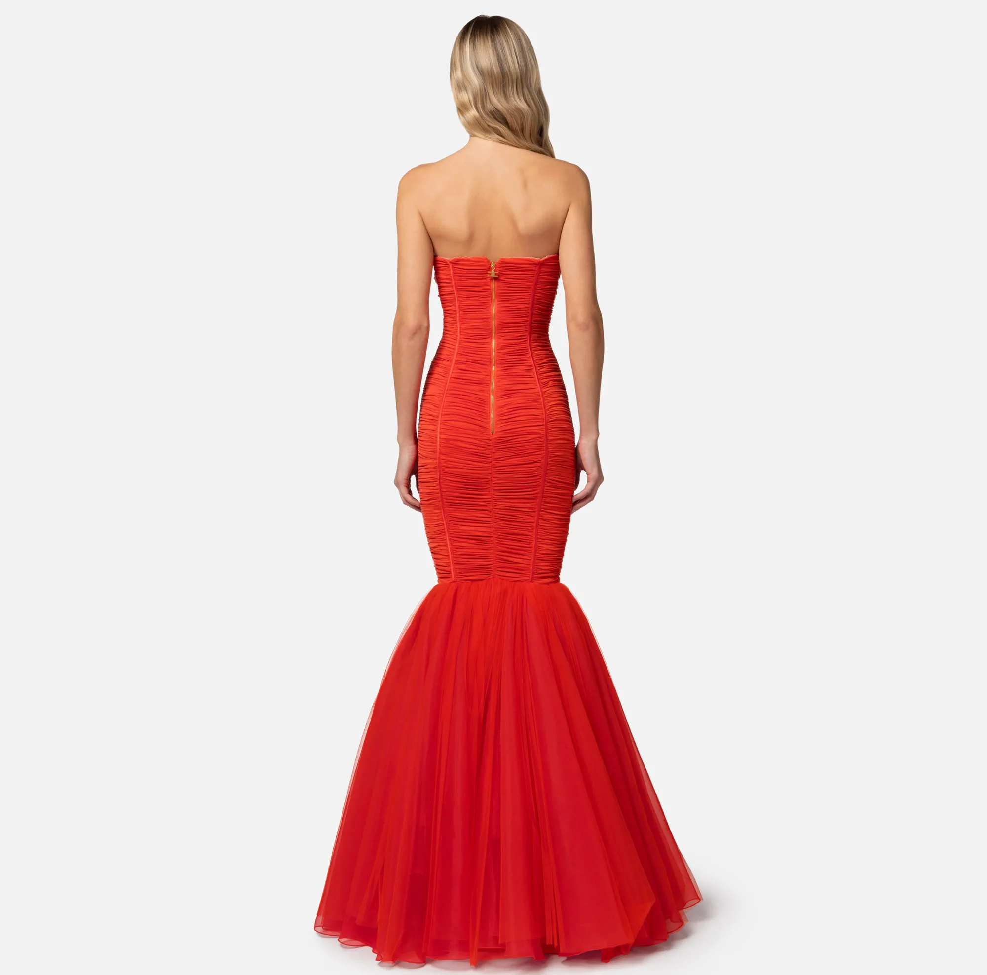 Elisabetta Franchi Abito Red Carpet In Jersey Con Balza Di Tulle^ Abiti