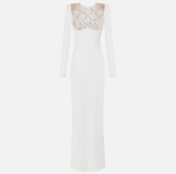 Elisabetta Franchi Abito Red Carpet In Jersey Con Plastron Ricamato^ Abiti