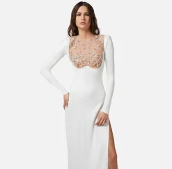 Elisabetta Franchi Abito Red Carpet In Jersey Con Plastron Ricamato^ Abiti