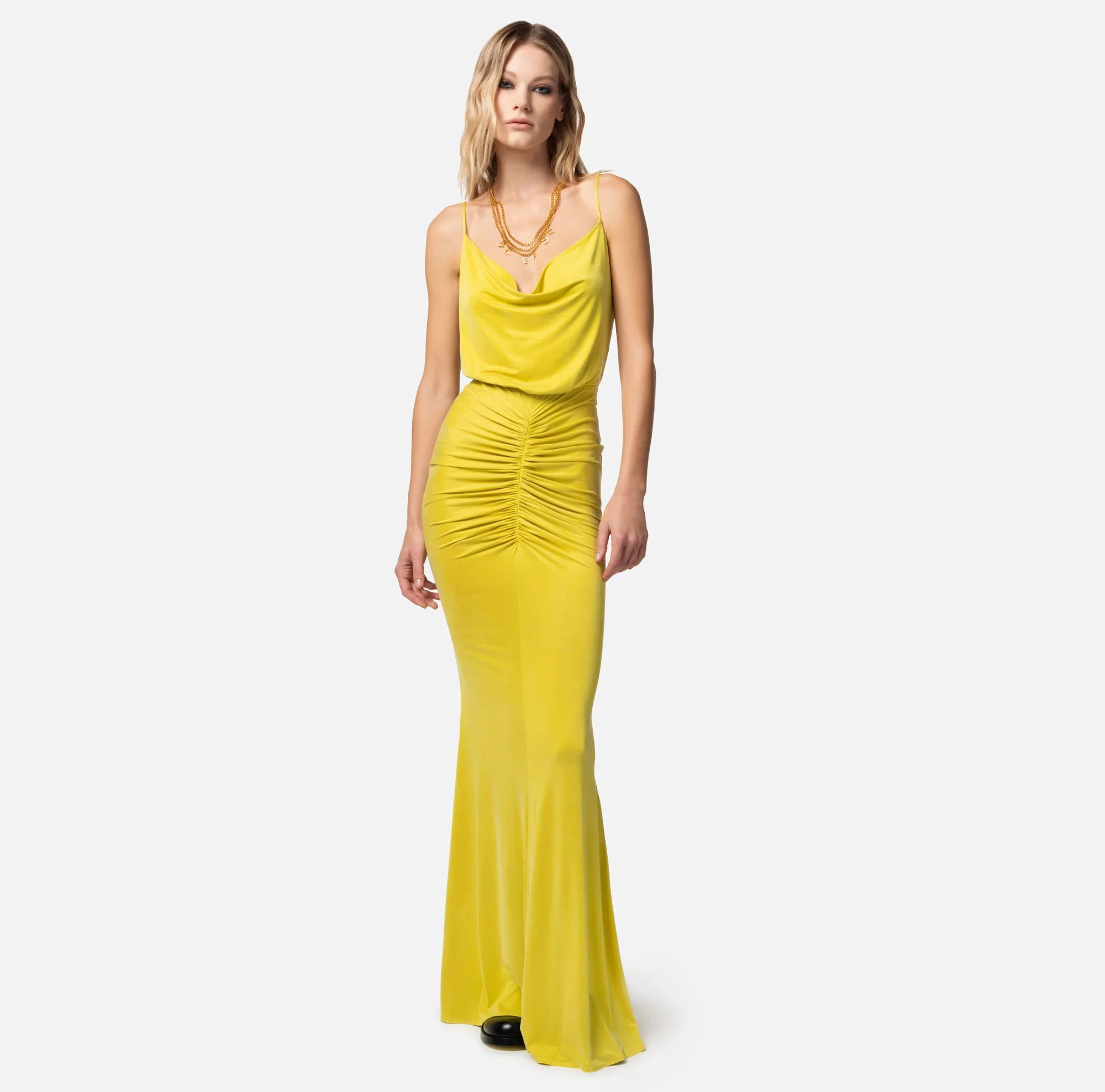 Elisabetta Franchi Abito Red Carpet In Jersey Cupro Drappeggiato^ Abiti