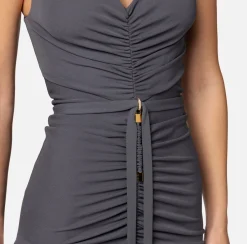Elisabetta Franchi Abito Red Carpet In Jersey Drappeggiato Con Piercing^ Abiti
