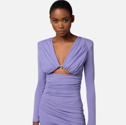 Elisabetta Franchi Abito Red Carpet In Jersey Drappeggiato Con Cut Out^ Red Carpet