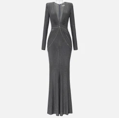 Elisabetta Franchi Abito Red Carpet In Jersey Lurex Con Body Chain^ Abiti