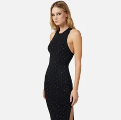 Elisabetta Franchi Abito Red Carpet In Viscosa Con Lettering In Strass^ Abiti