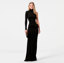 Elisabetta Franchi Abito Red Carpet Monospalla In Jersey Lucido Con Oblo^ Abiti