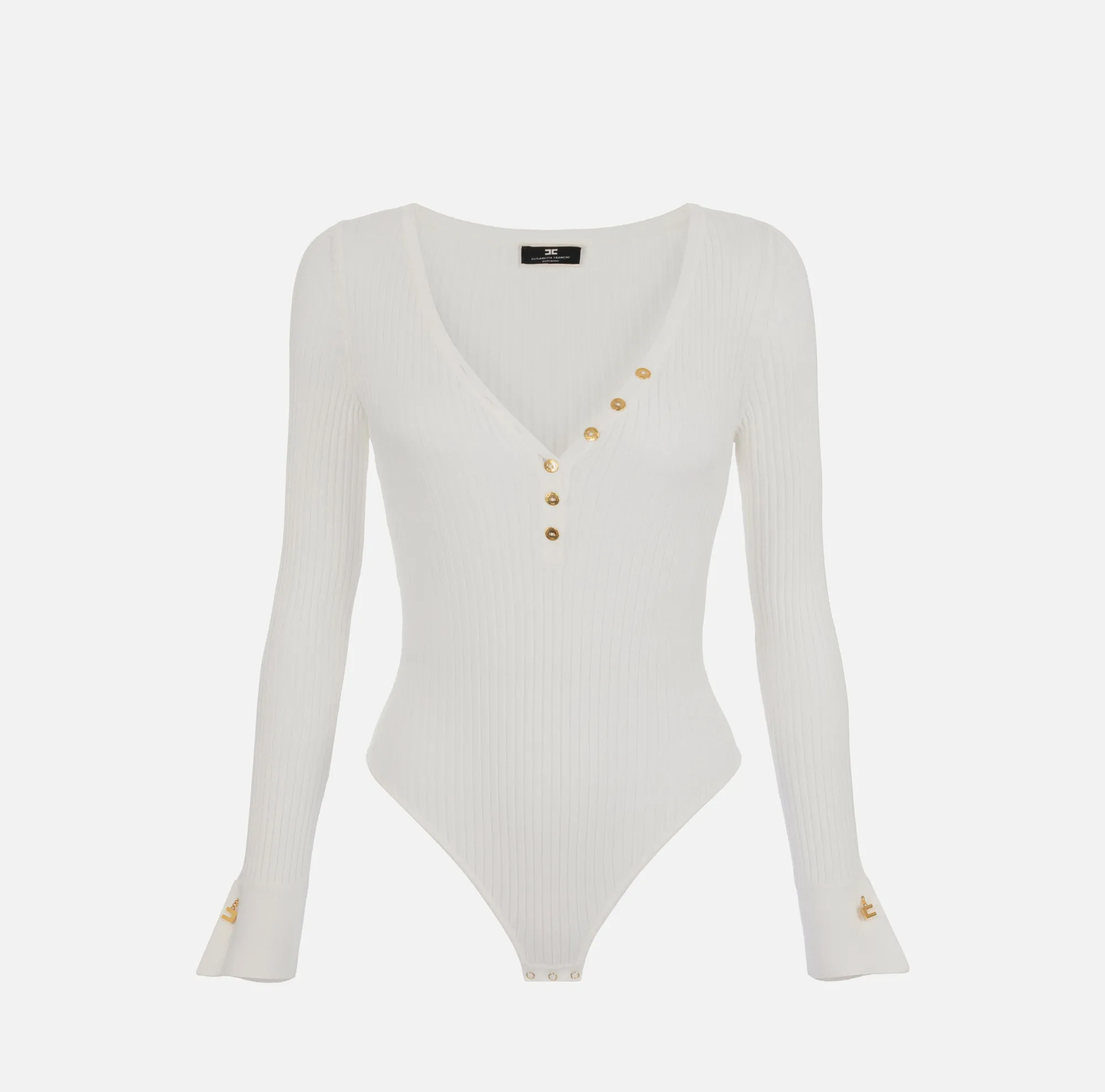Elisabetta Franchi Body A Maniche Lunghe In Maglia A Coste^ Top, T-Shirt & Body