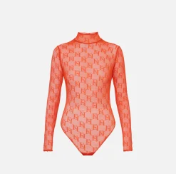 Elisabetta Franchi Body A Maniche Lunghe In Tulle Logo^ Top, T-Shirt & Body