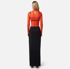 Elisabetta Franchi Body A Maniche Lunghe In Tulle Logo^ Top, T-Shirt & Body