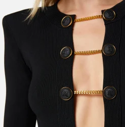 Elisabetta Franchi Body A Maniche Lunghe In Viscosa Con Bottone Gemello^ Top, T-Shirt & Body