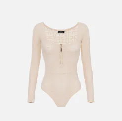 Elisabetta Franchi Body A Maniche Lunghe In Viscosa Punto Traforato^ Top, T-Shirt & Body