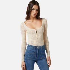 Elisabetta Franchi Body A Maniche Lunghe In Viscosa Punto Traforato^ Top, T-Shirt & Body