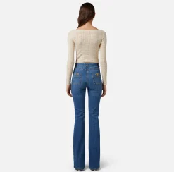 Elisabetta Franchi Body A Maniche Lunghe In Viscosa Punto Traforato^ Top, T-Shirt & Body