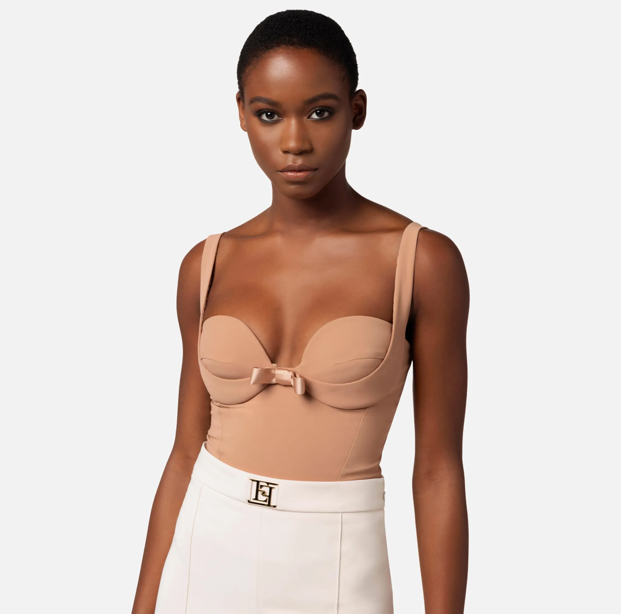 Elisabetta Franchi Body In Crepe Con Fiocchi In Raso^ Top, T-Shirt & Body