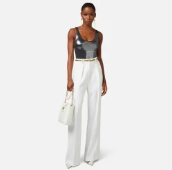 Elisabetta Franchi Body In Jersey Metallico Con Stampa Logo^ Top, T-Shirt & Body