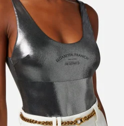 Elisabetta Franchi Body In Jersey Metallico Con Stampa Logo^ Top, T-Shirt & Body