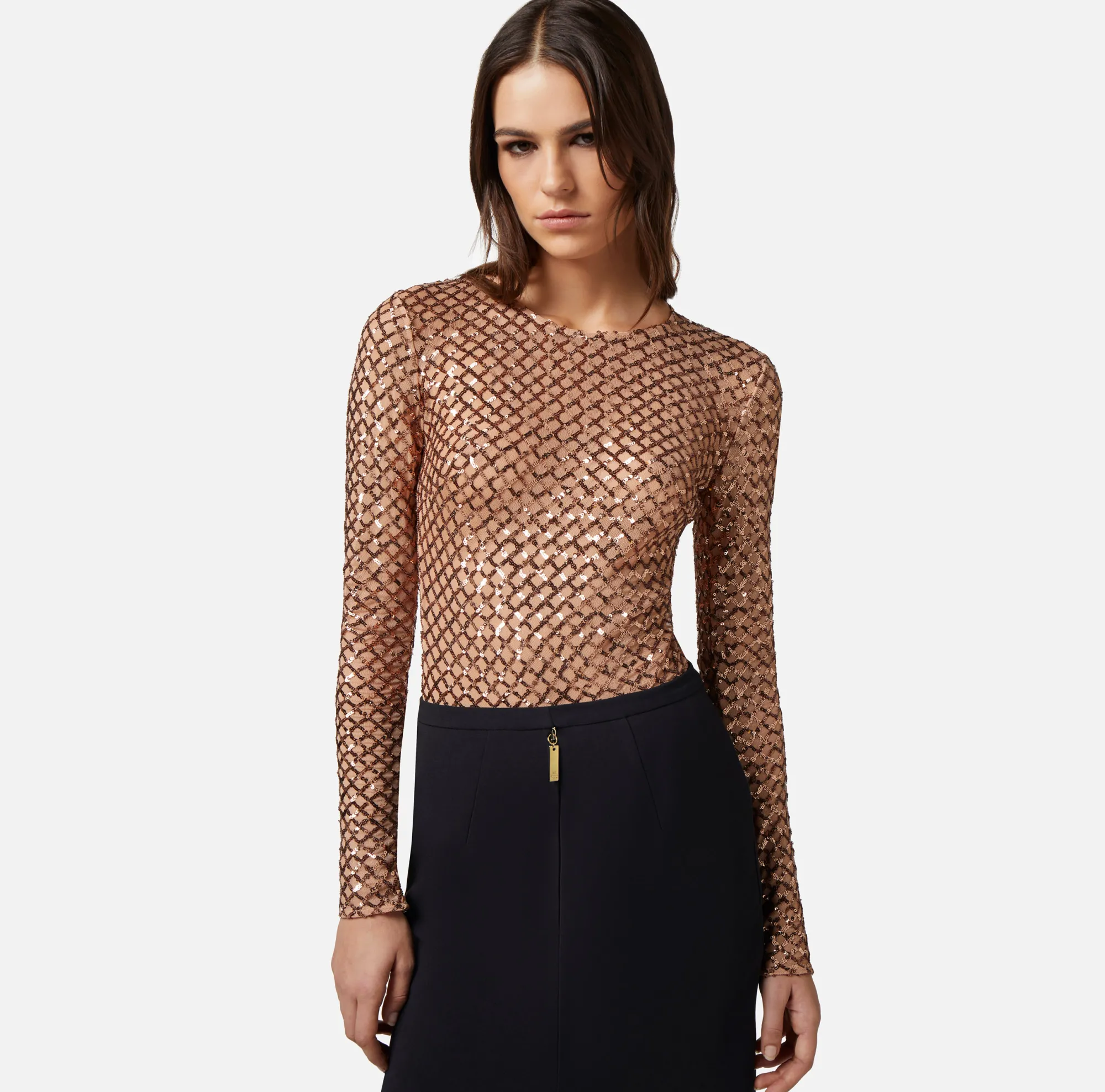 Elisabetta Franchi Body In Paillettes Chevron^ Top, T-Shirt & Body