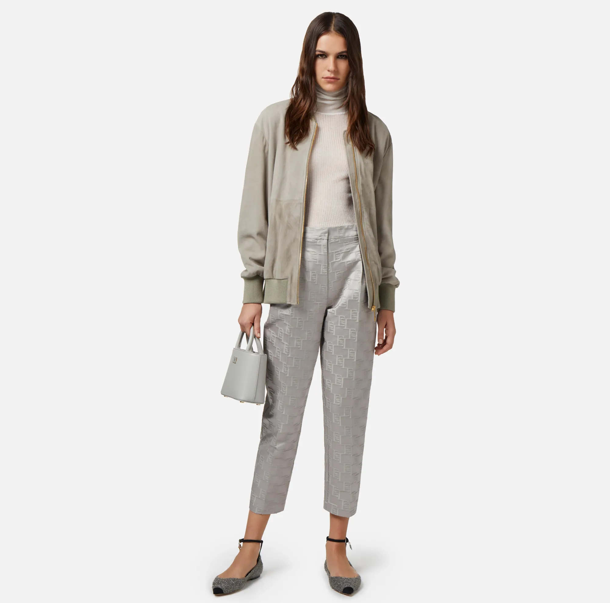 Elisabetta Franchi Bomber In Pelle Scamosciata^ Giacche & Trench