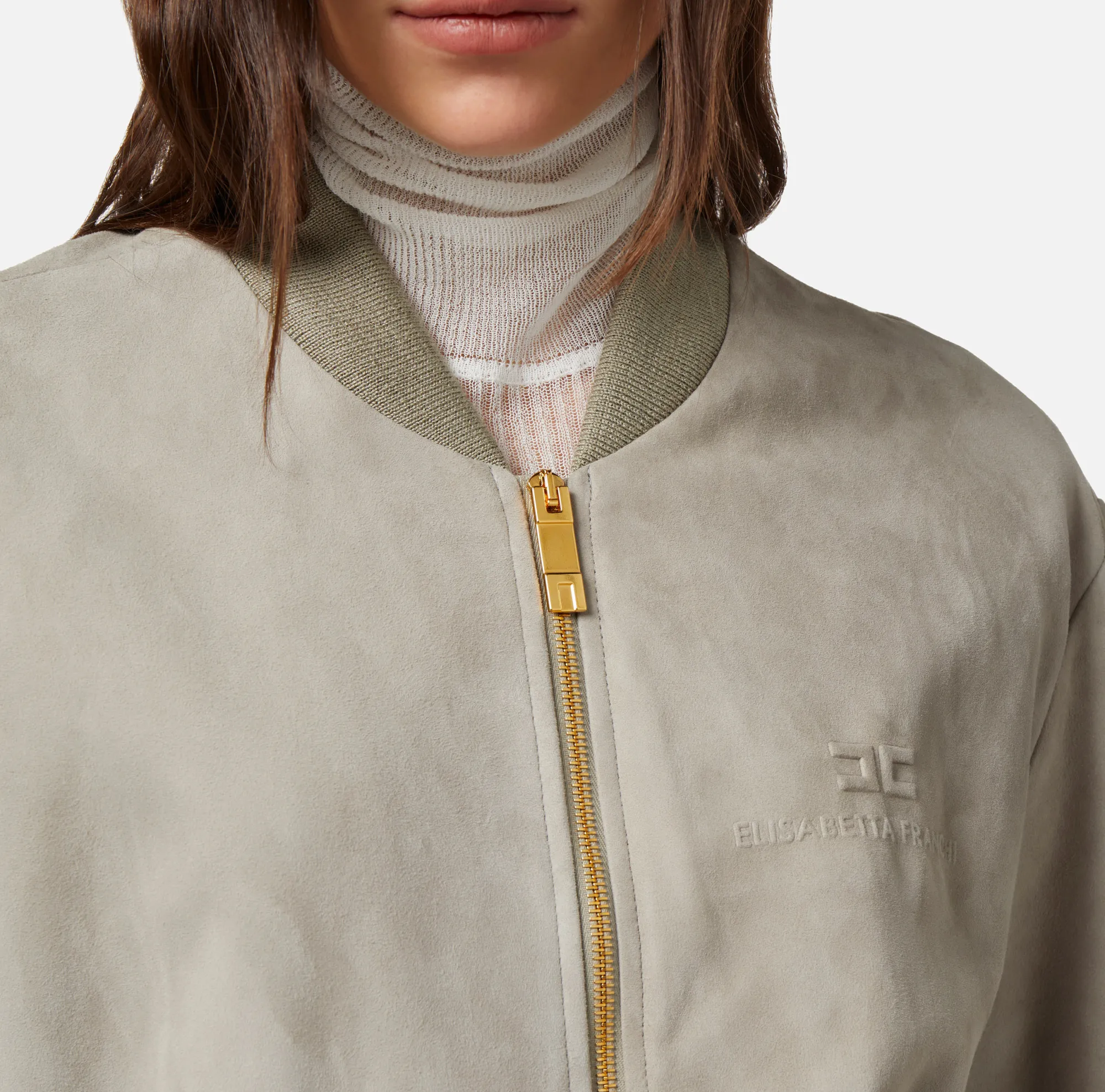 Elisabetta Franchi Bomber In Pelle Scamosciata^ Giacche & Trench