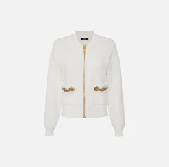 Elisabetta Franchi Bomber In Viscosa Con Cinturini Sulle Tasche^ Maglieria E Felpe