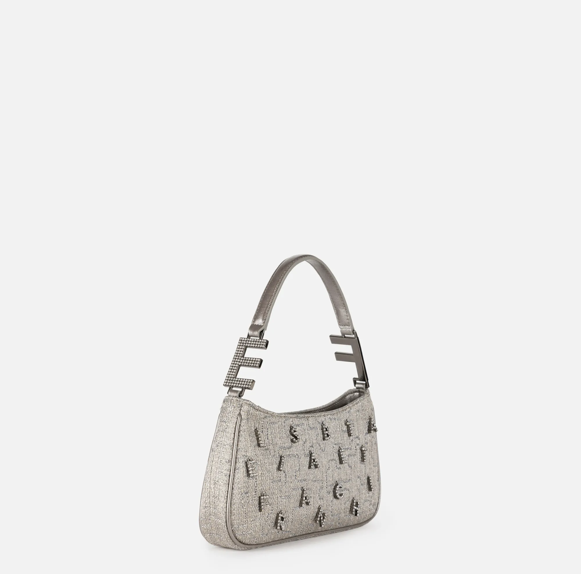 Elisabetta Franchi Borsa A Spalla In Tweed Lurex Con Lettering Di Strass^ Borse A Spalla