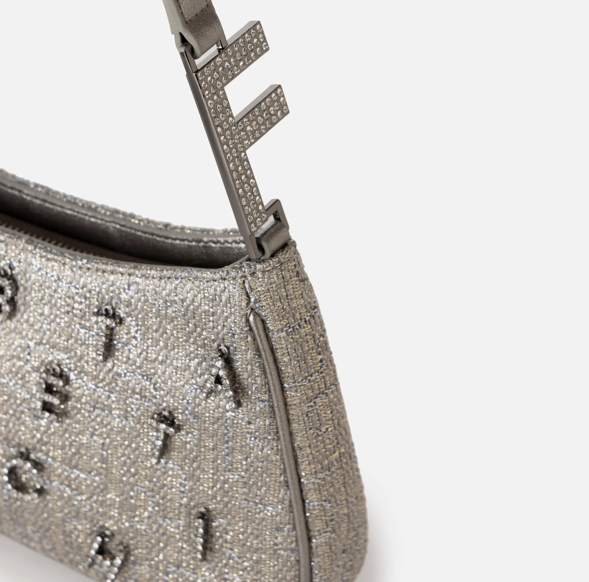 Elisabetta Franchi Borsa A Spalla In Tweed Lurex Con Lettering Di Strass^ Borse A Spalla