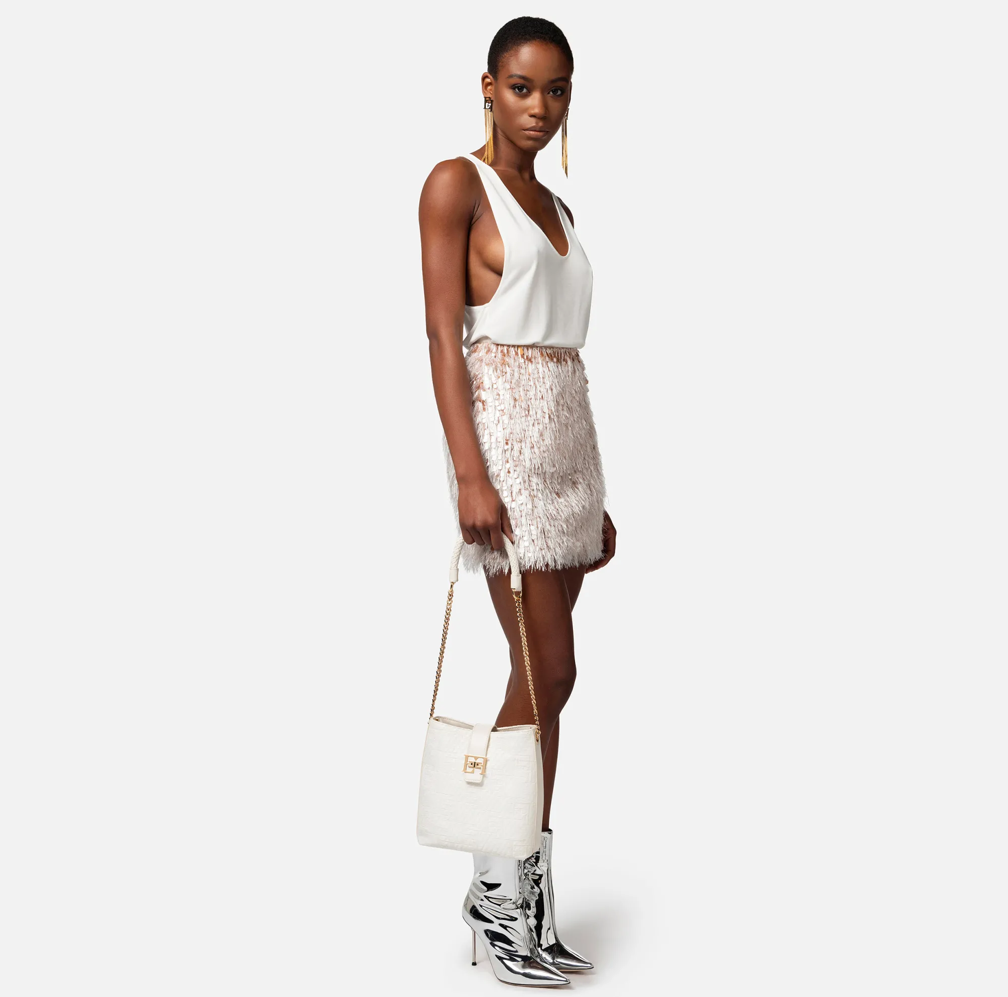Elisabetta Franchi Borsa A Tracolla In Rafia Jacquard^ Borse A Tracolla