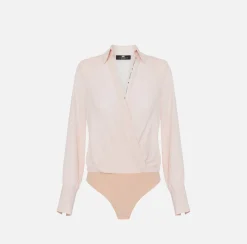Elisabetta Franchi Camicia Body In Georgette Incrociata Con Nastro Logato^ Top, T-Shirt & Body